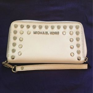 Michael Kors wallet wristlet bling crystal white